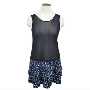 Expose Vintage Blue Ditsy Floral Skirt with attached Cami Women's Plus Size 18